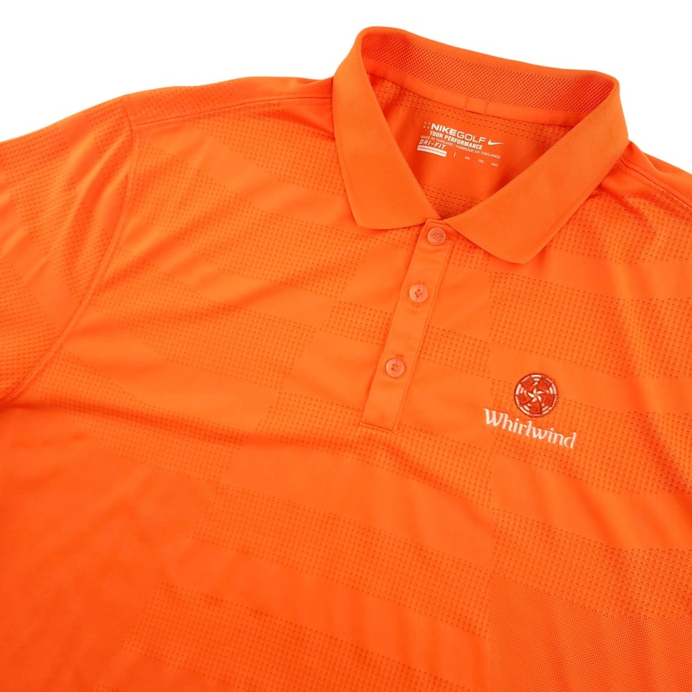Nike Golf Dri-FIT Polo Shirt Mens 2XL Orange Whirlwind Performance Golf Top
